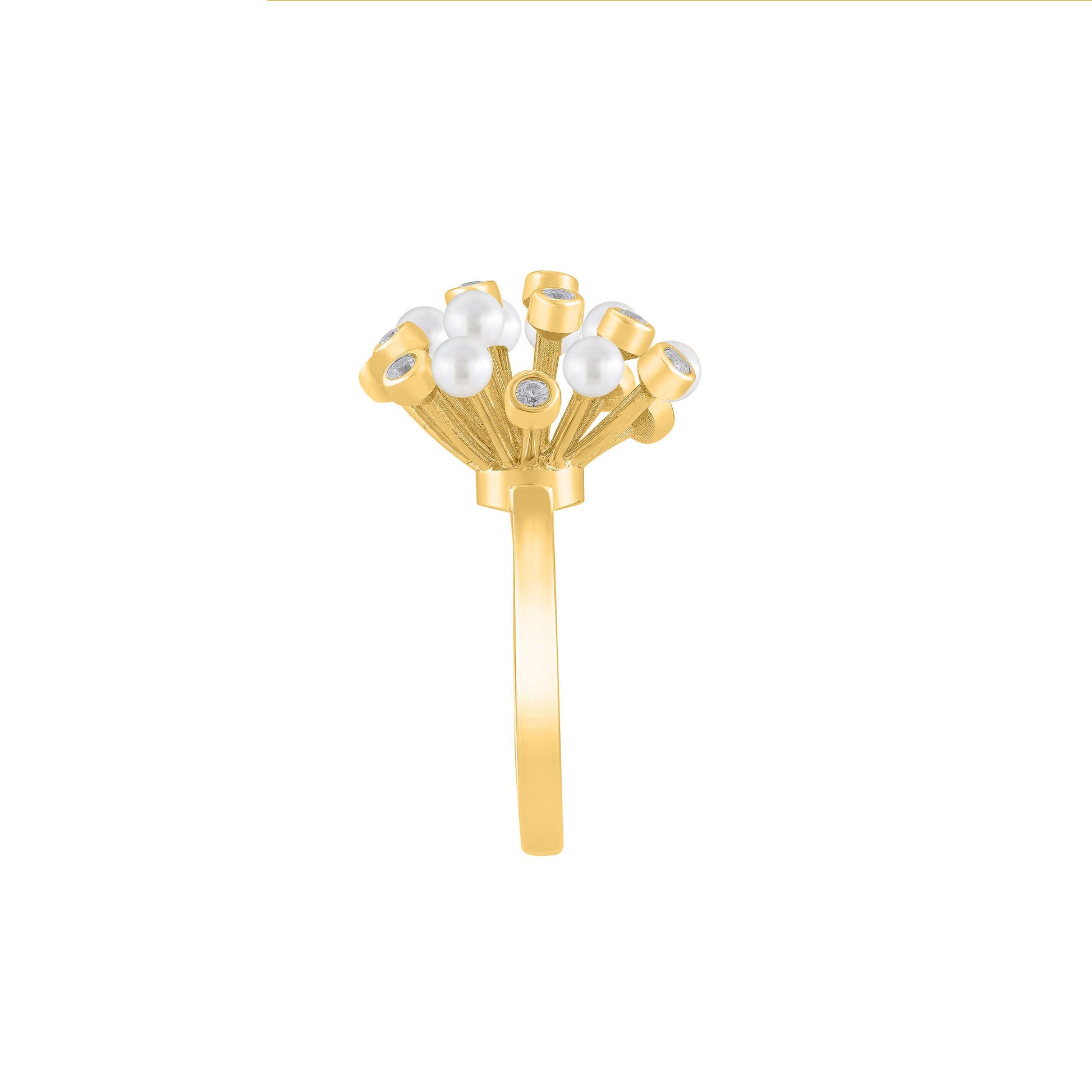 Bouquet Ring Cyntia Tomi Jewelry Yellow Gold Pearl