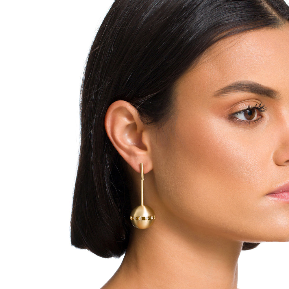 Cupula Dome Earrings Cyntia Tomi Yellow Gold Lab-Grown Diamond