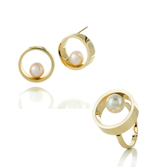 SET of Lunar Earrings and Ring