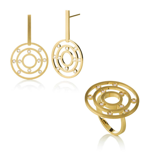 SET of Maze Dangle Earrings and Ring