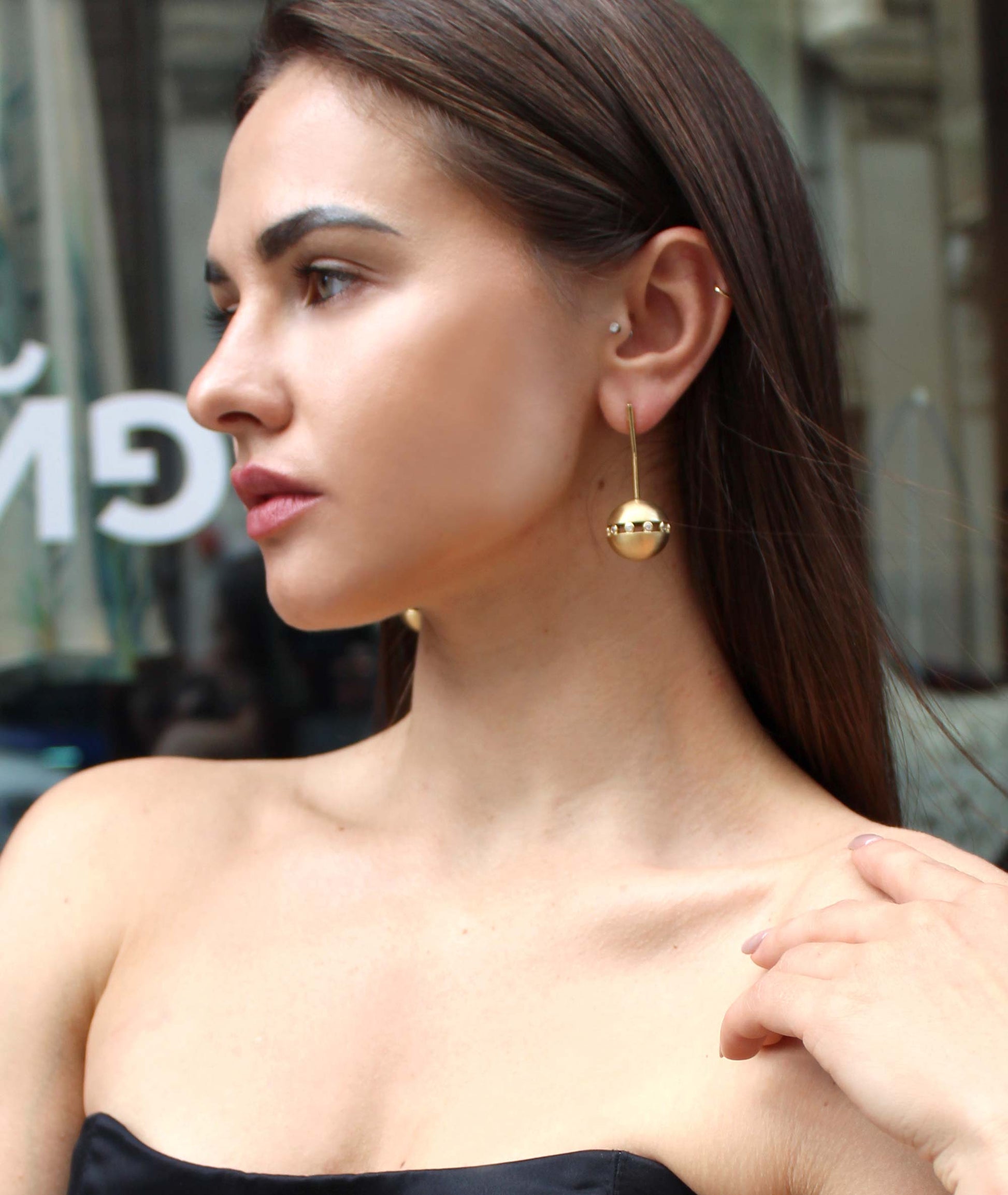 Cupula Dome Earrings Cyntia Tomi Yellow Gold Lab-Grown Diamond