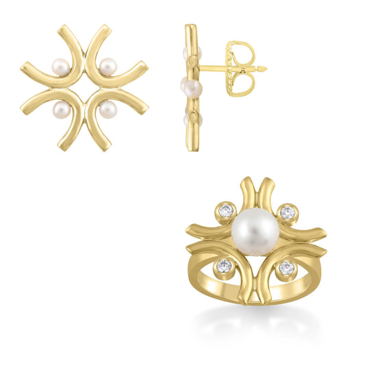 SET of Renaissance Ring and Earrings