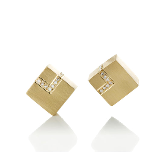 Cuadrato Earrings Cyntia Tomi jewelry K14 gold yellow gold lab-grown ladiamonds