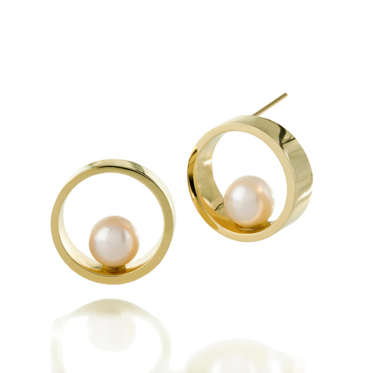 Lunar Earrings Cyntia Tomi jewelry pearl yellow gold