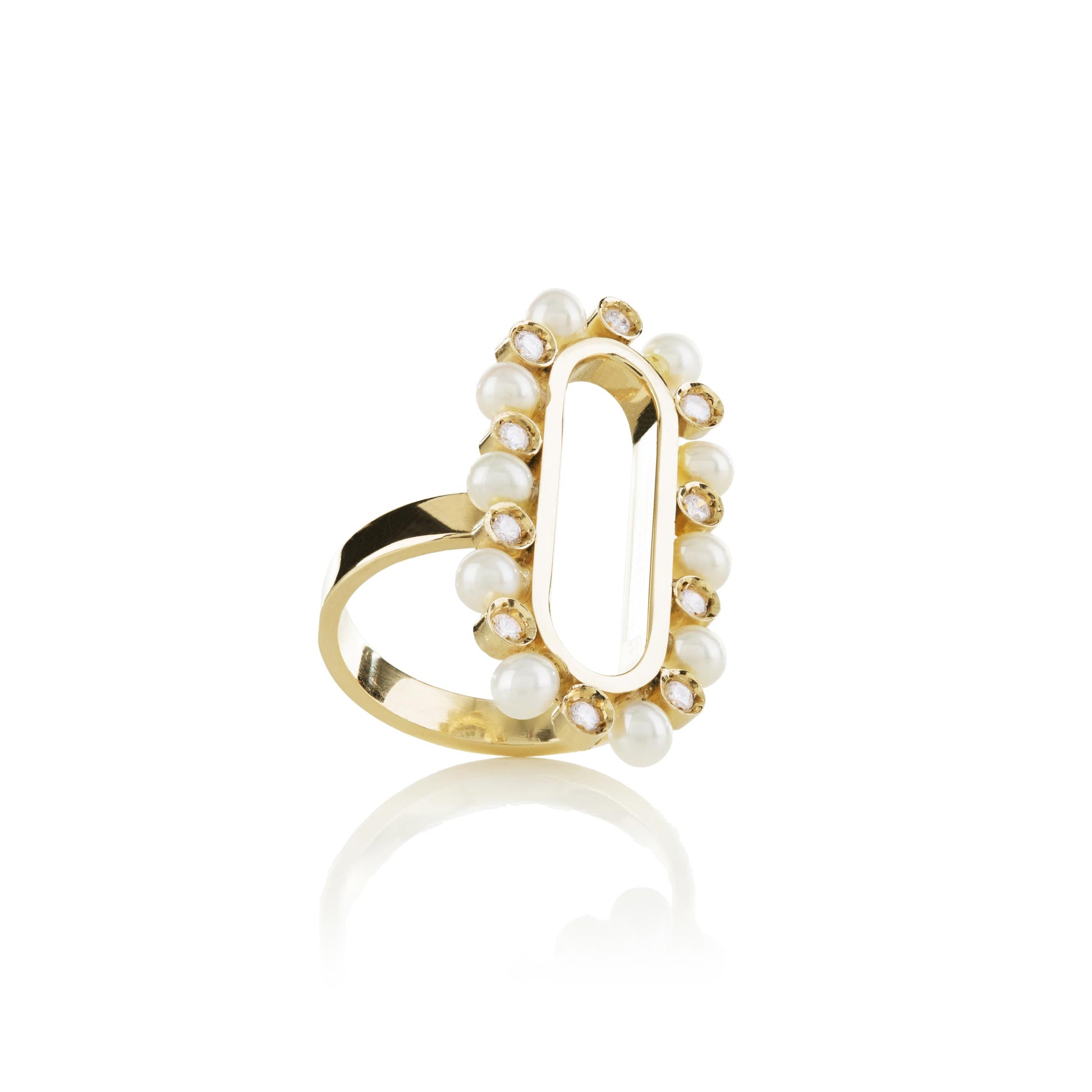 Bella Ring cyntia tomi fine jewelry diamond pearl designer's ring